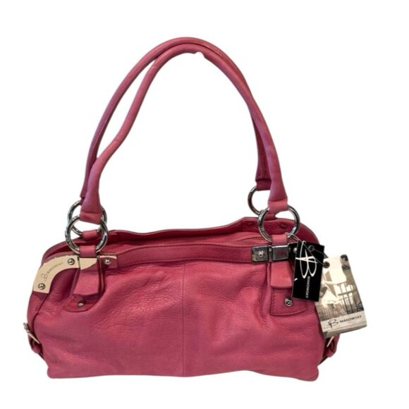 B Makowsky HIbiscus Silver Tone Oslo Medium Satchel w/Dust Bag NWT MSRP 248 FLAW - Picture 13 of 13